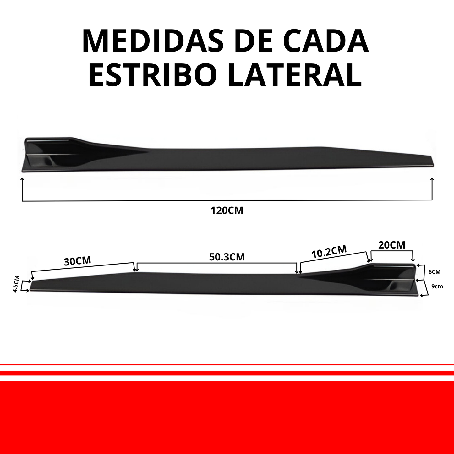 Estribos Universales 120cm Negro Piano Diseño Deportivo