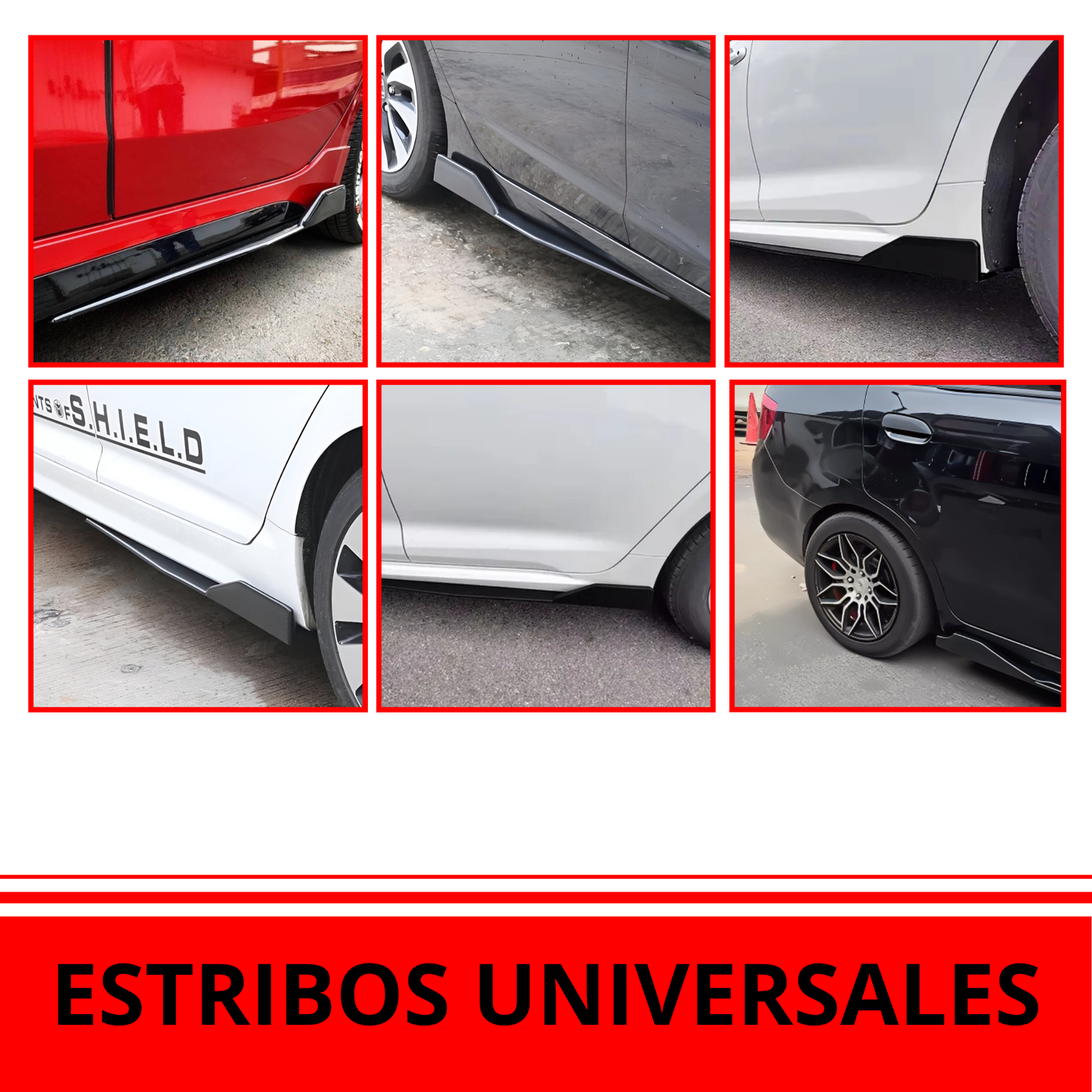 Estribos Universales 120cm Negro Piano Diseño Deportivo