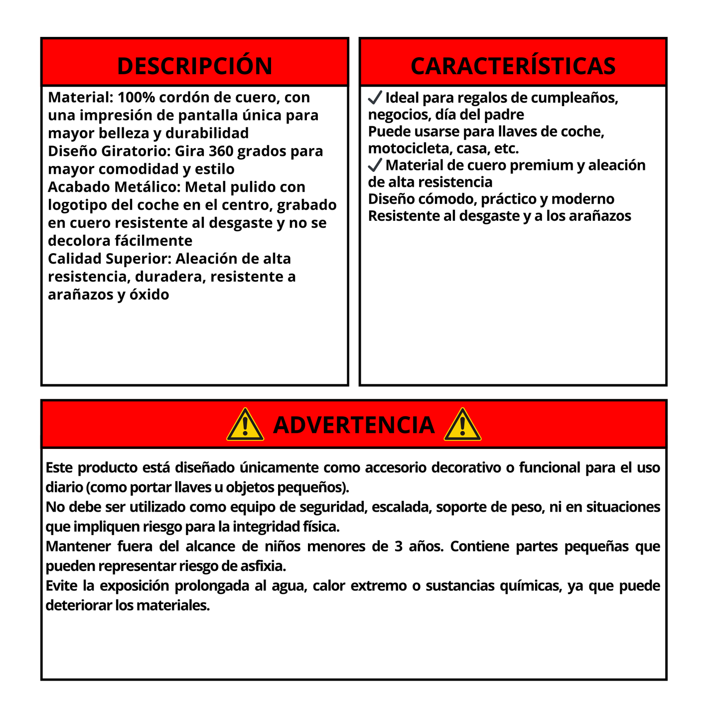Llavero Universal Logo Piel Carro Original Cuero Premium