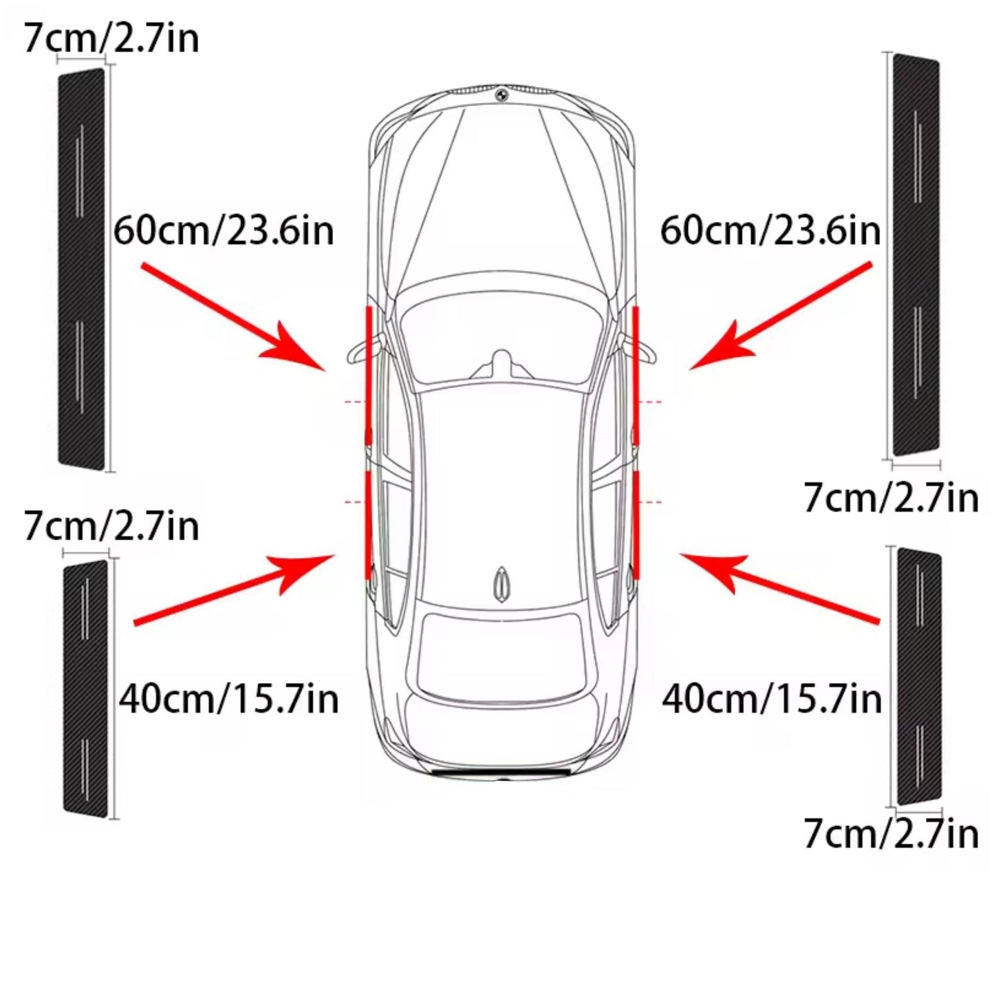 Protector Pisa Puerta Fibra De Carbono Adhesivo x4 Piezas Varias Marcas