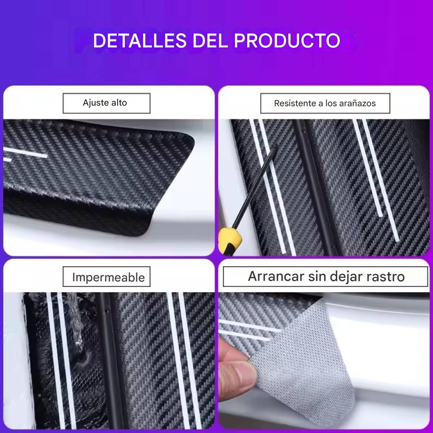 Protector Pisa Puerta Fibra De Carbono Adhesivo x4 Piezas Varias Marcas