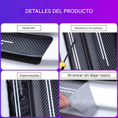 Protector Pisa Puerta Fibra De Carbono Adhesivo x4 Piezas Varias Marcas